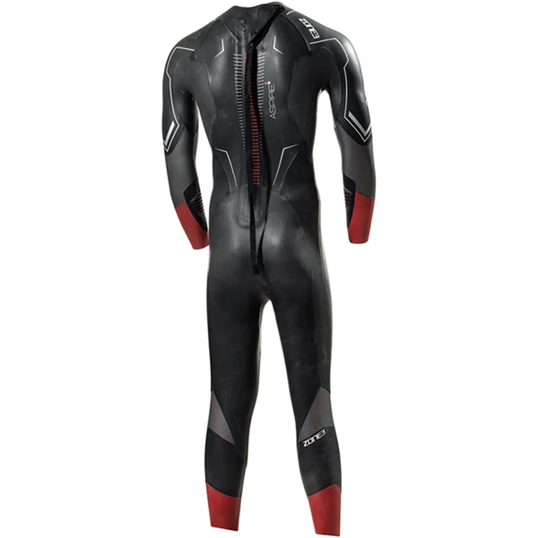 2024 Zone3 Männer Aspire Rückenreißverschluss Swim Neoprenanzug WS22MASP101 - Black / Red
